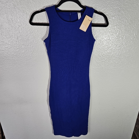 Popilush Built-In Shapewear Crew Neck Sleeveless Midi Lounge Dress Blue Size S - Picture 3 of 15